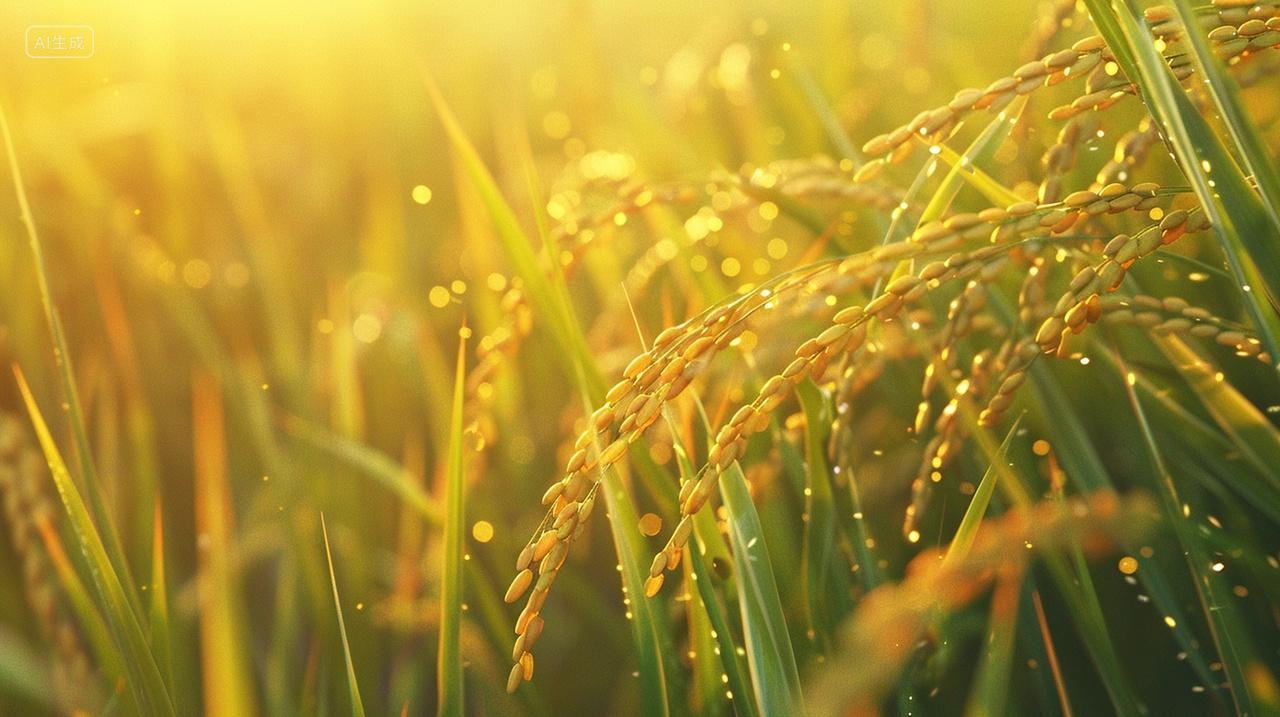 实拍金色稻子特写农业宣传