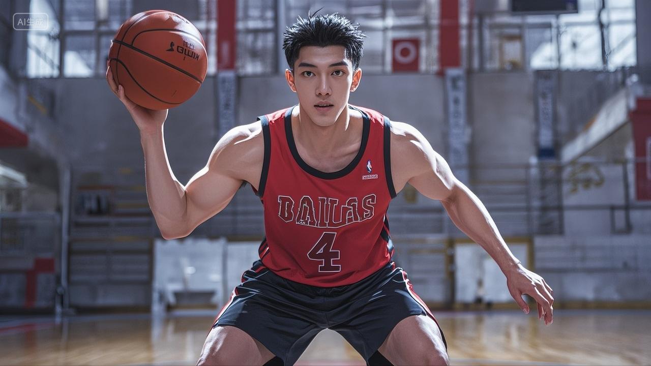 一位篮球运动员在投篮体育运动