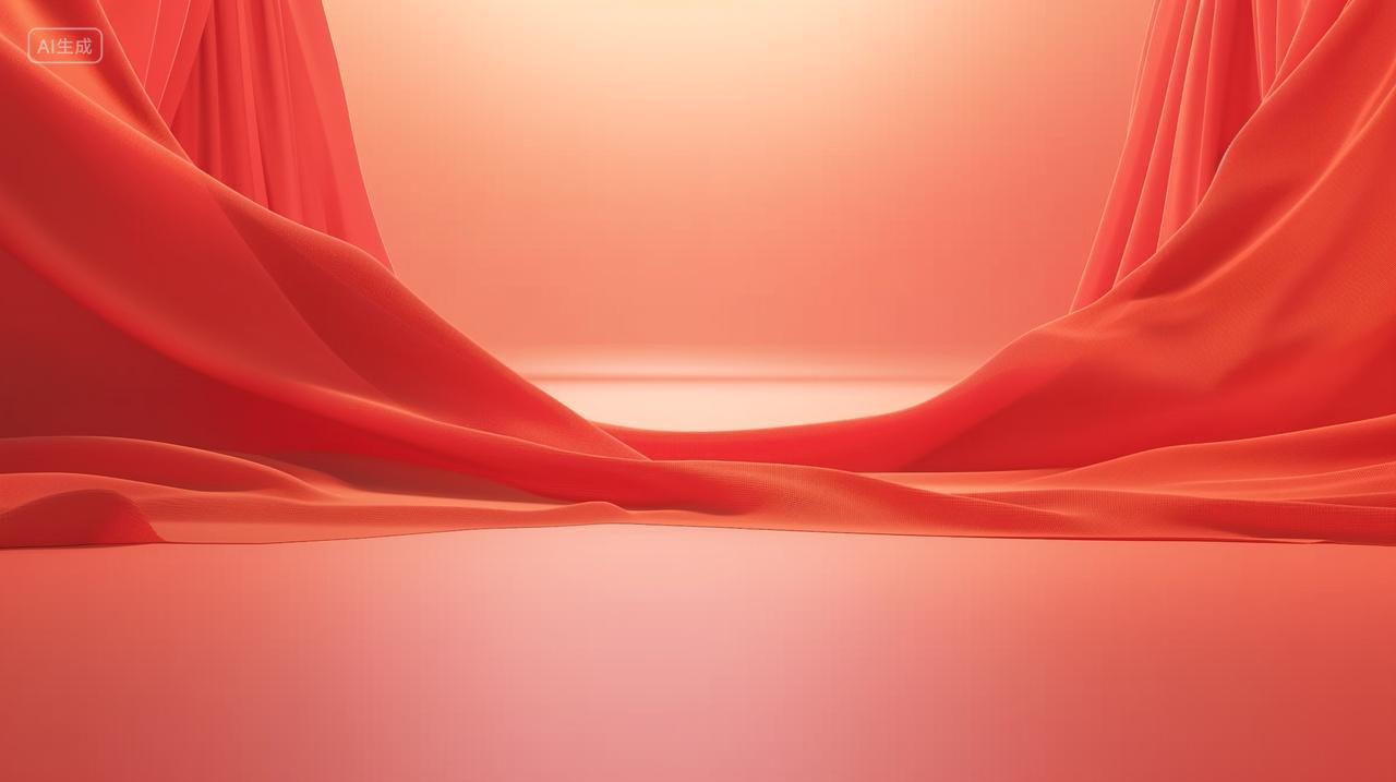 红色丝绸流动喜庆线条背景