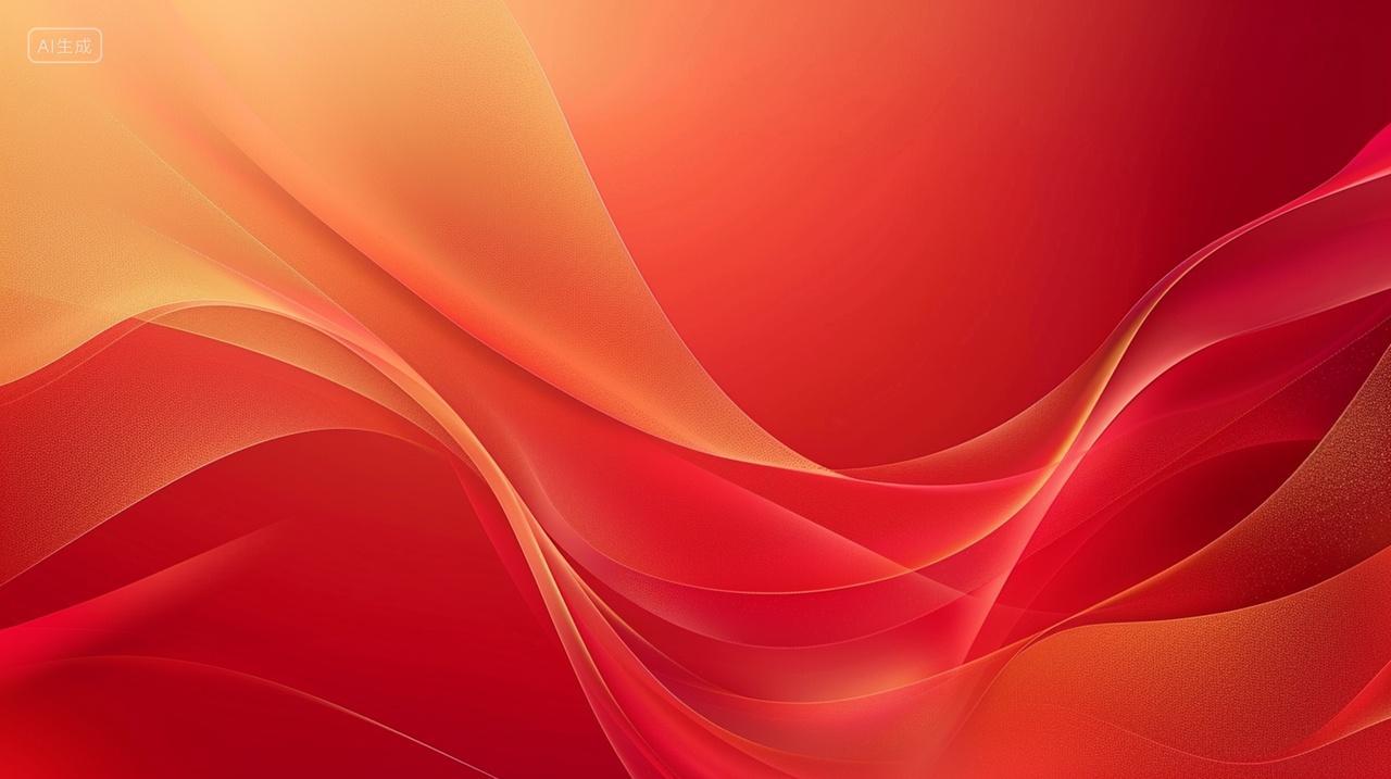 红色漂浮线条丝绸装饰背景