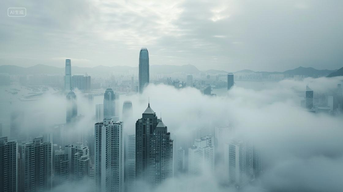 高楼和云海背景