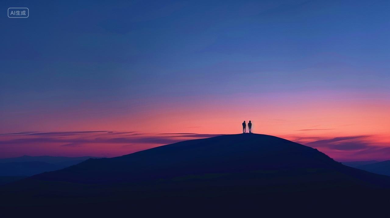 2个人站在山顶