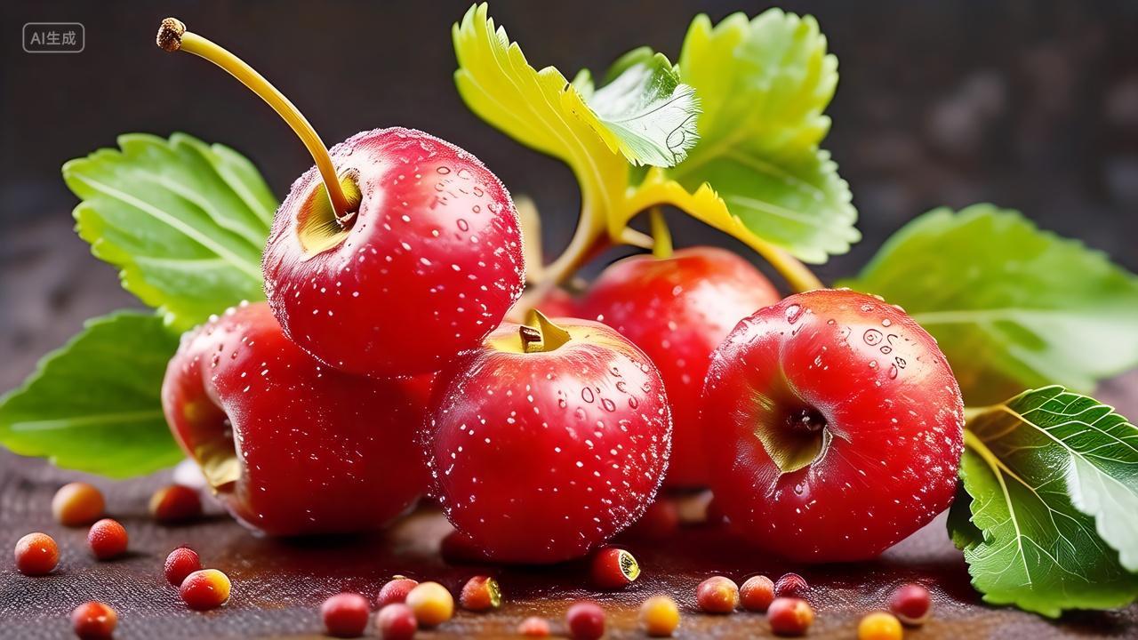 酸酸甜甜汁水饱满新鲜山楂水果电脑背景壁纸