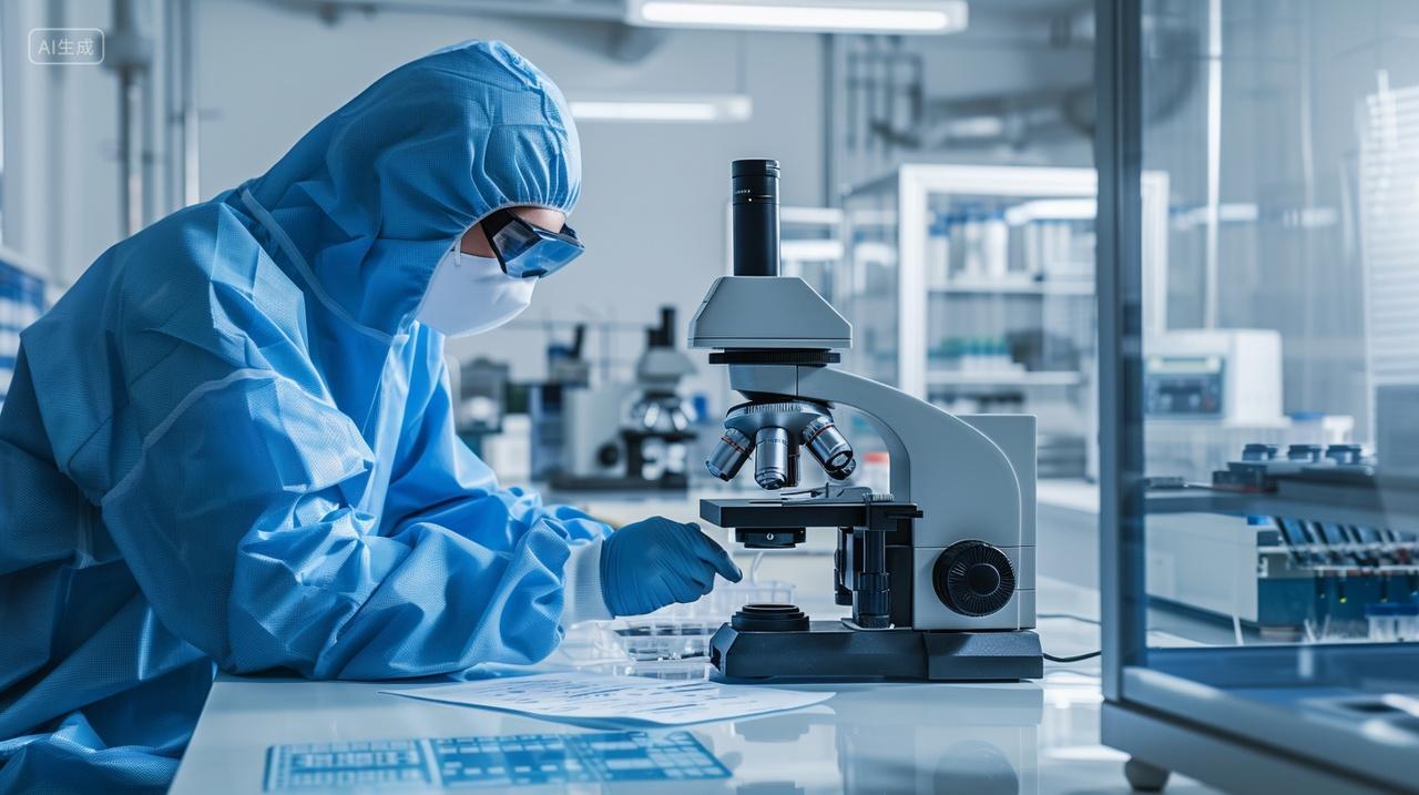 实验室里一名科研人员在化验