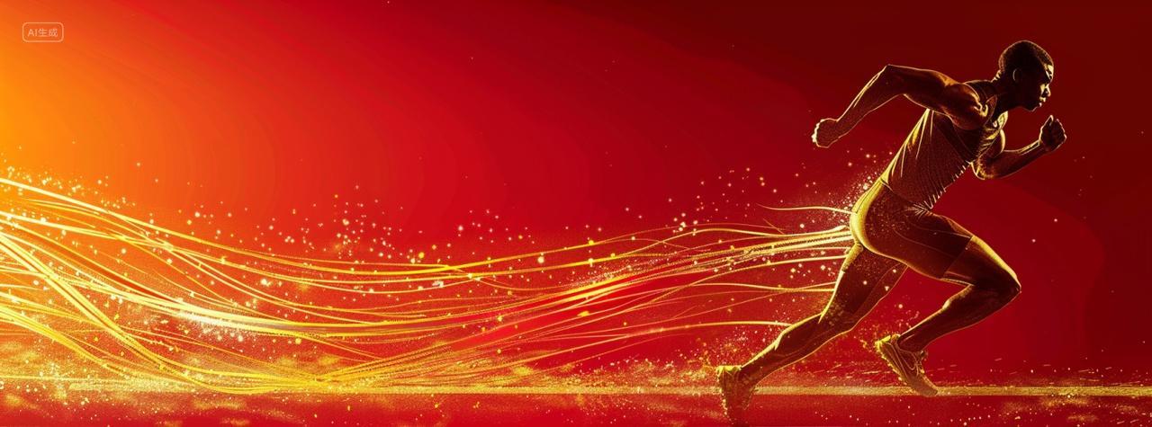 一个人在奔跑红色背景励志