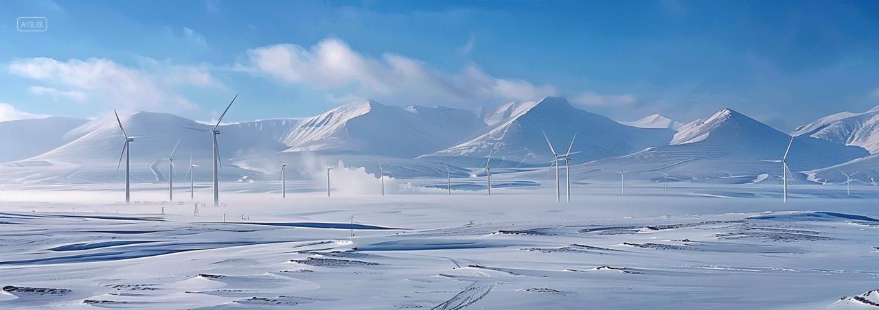 风车在雪山上新能源背景