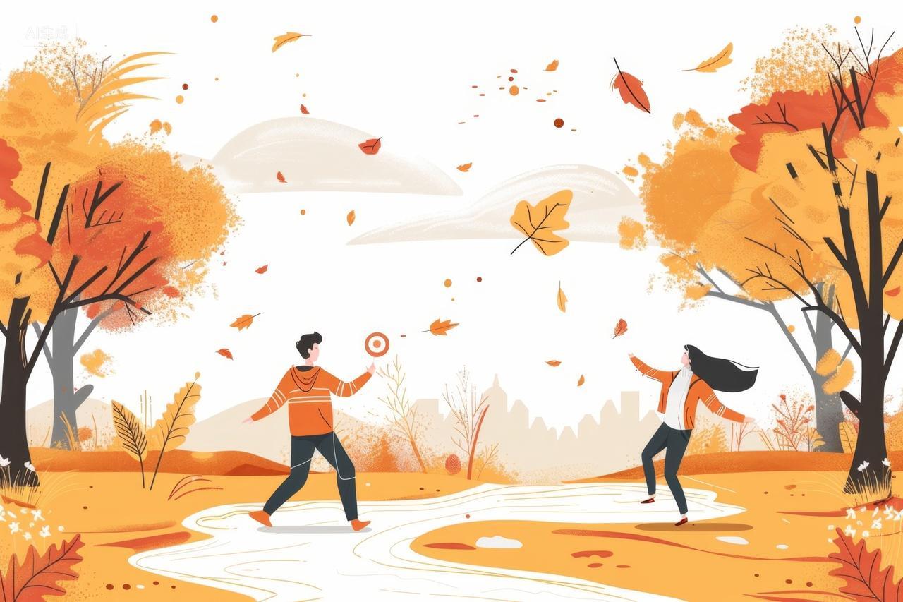 秋季在户外运动的情侣