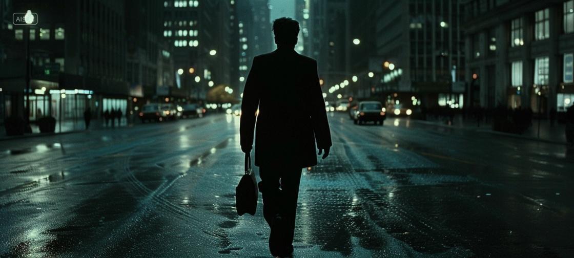 一个男人走在路上的背影