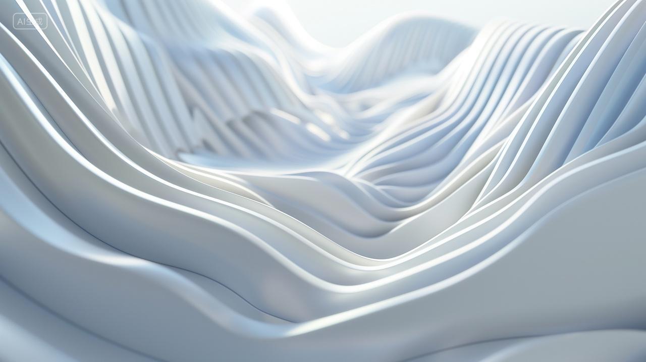 抽象艺术流动曲线白色牛油山脉