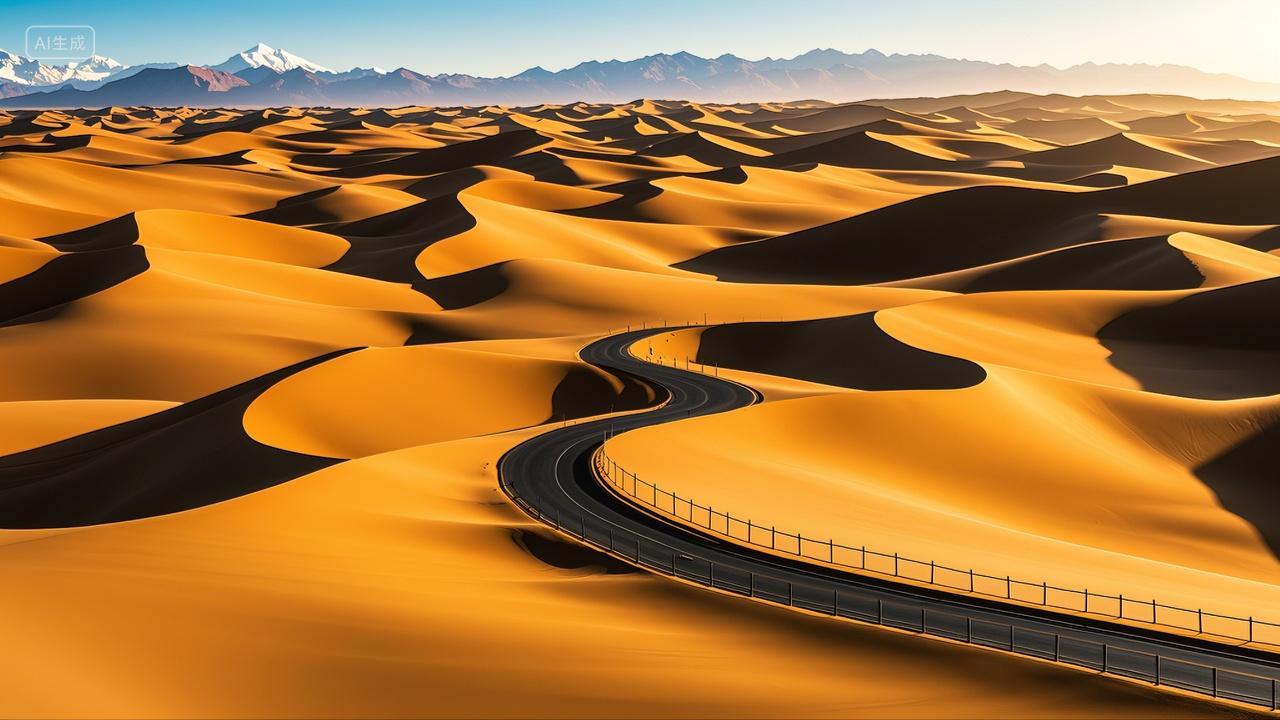 沙漠里的公路风景壁纸
