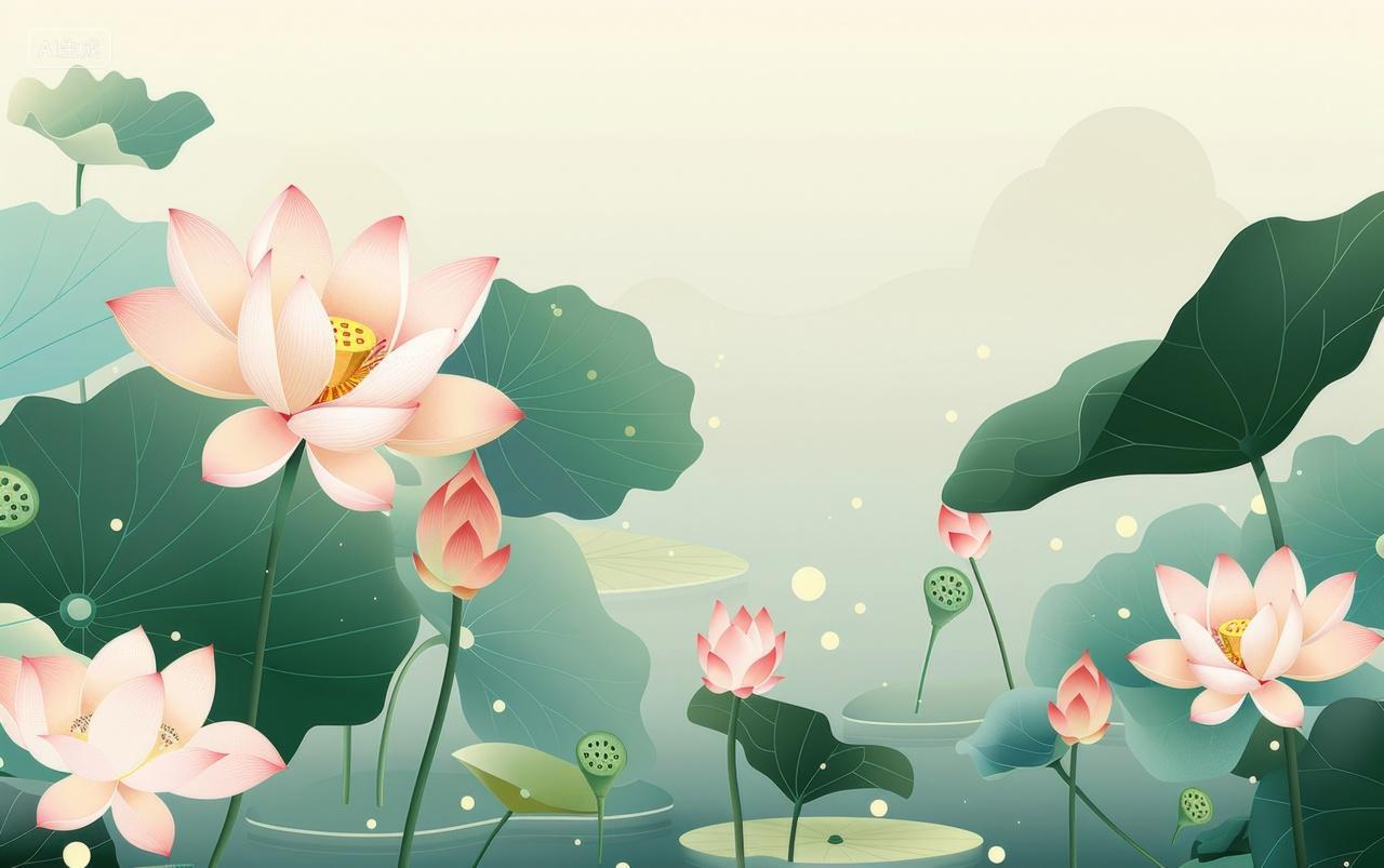 中国风荷花荷叶背景