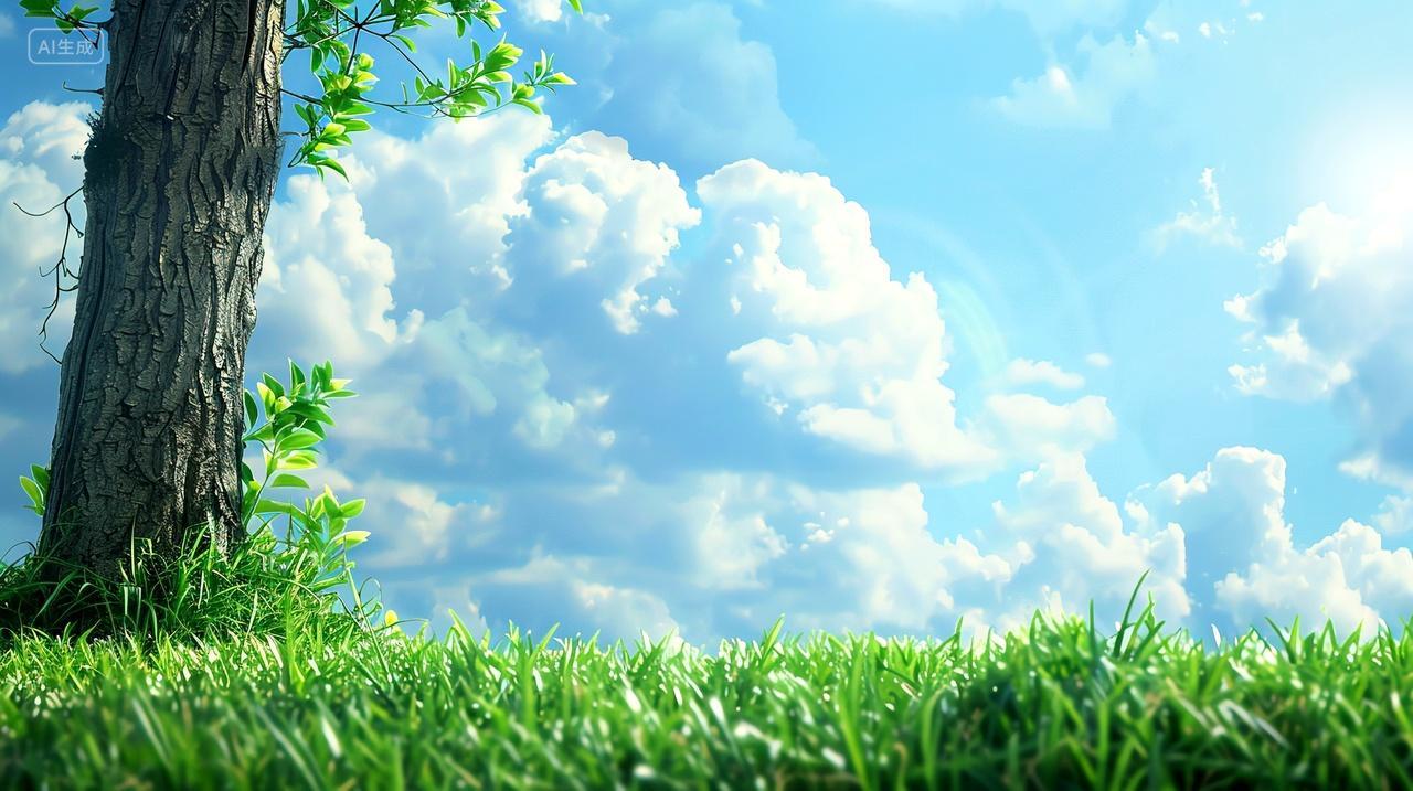 草原的云和树自然唯美背景