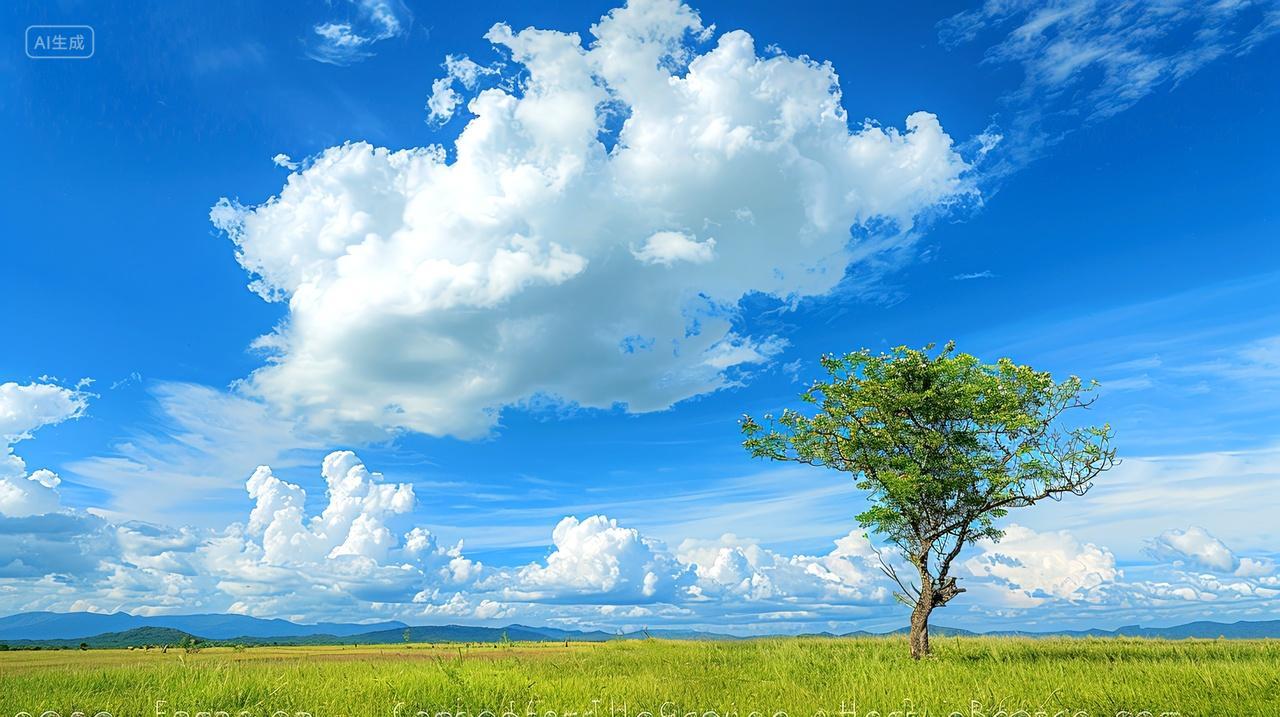 草原的云和树自然唯美背景