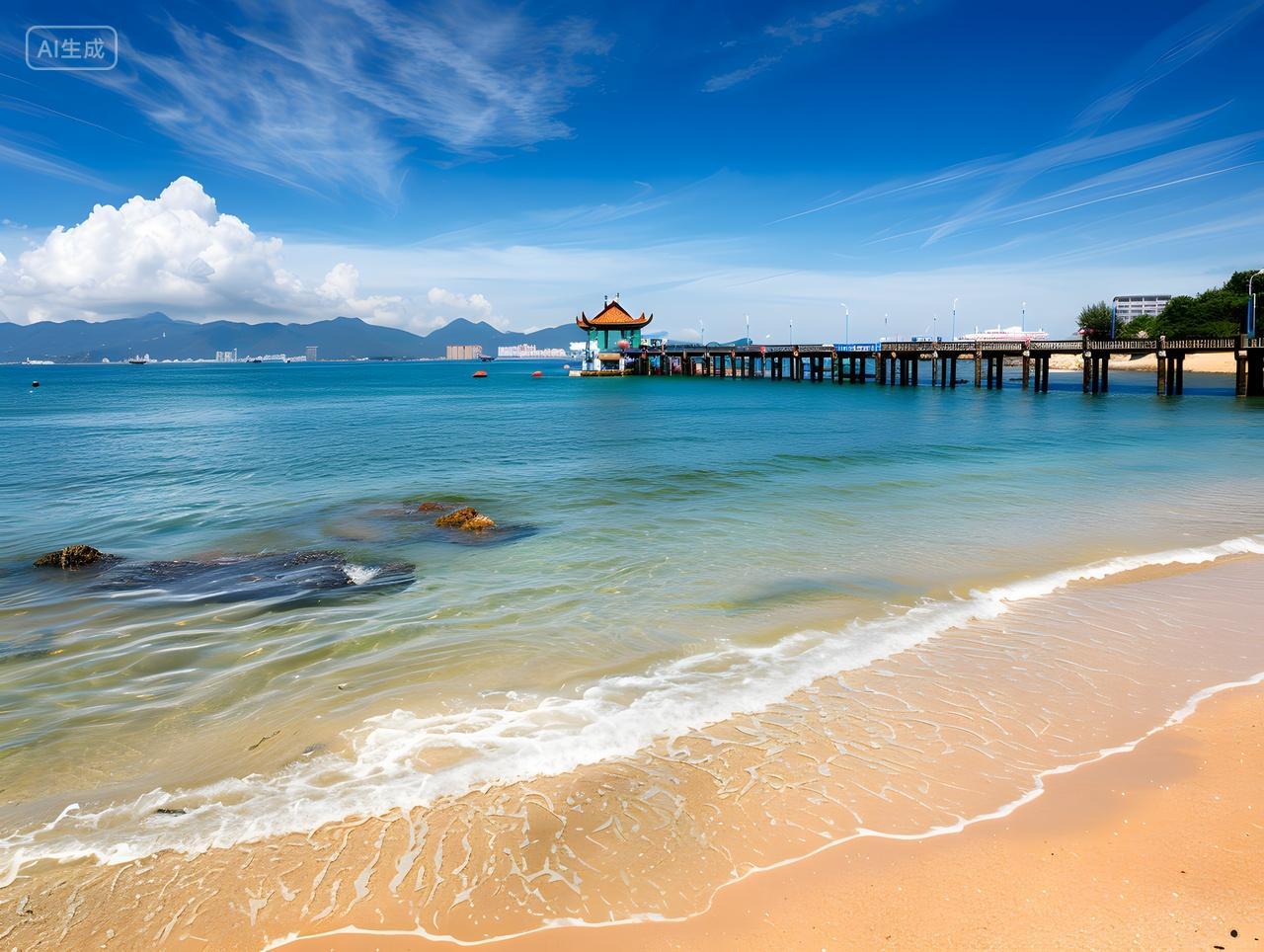 城市旅游实拍风海南三亚海边美景的图片