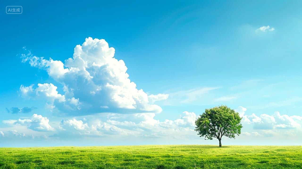 草原的云和树自然唯美背景