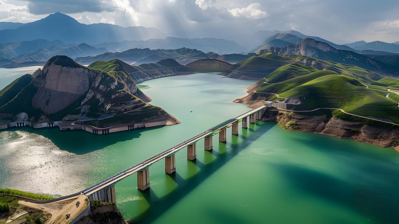 水库大坝风景航拍壁纸