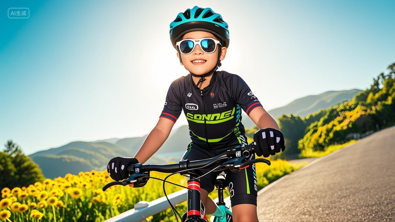 暑期小学生户外骑自行车骑行服头盔太阳镜户外运动