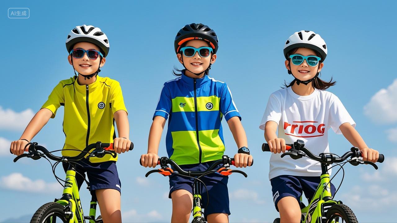 暑期三个小学生户外骑自行车夏令营