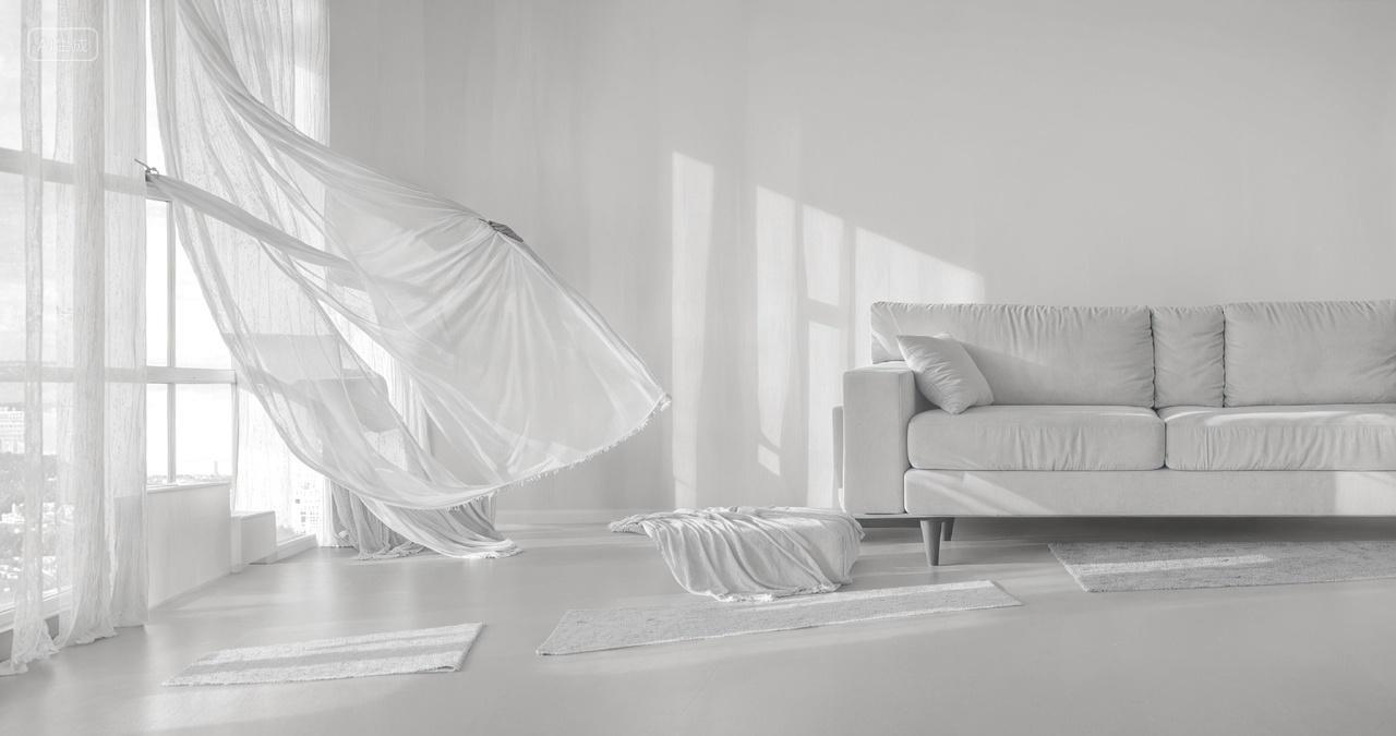 简约窗帘沙发室内家装背景