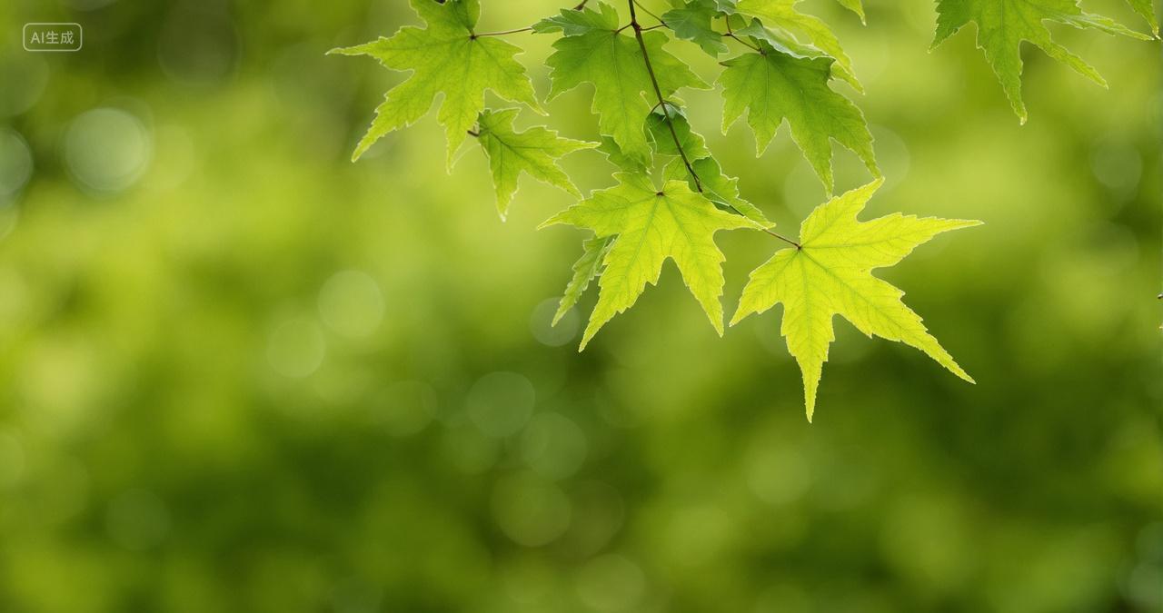 绿色植物叶子背景小清新夏天