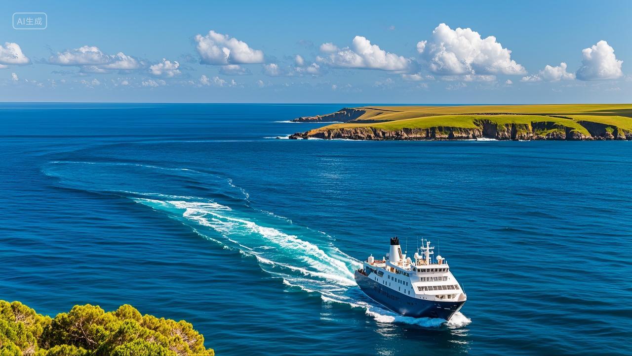 大海上航行的轮船游轮海洋运输