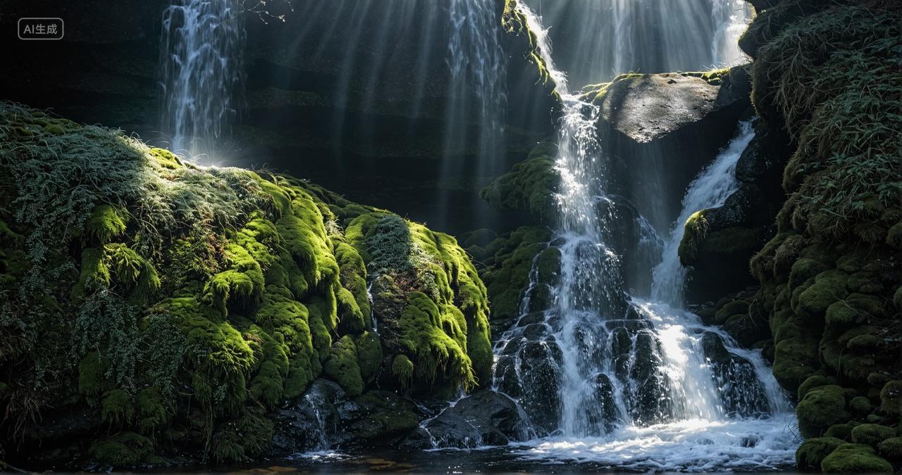 峡谷瀑布自然风景壁纸