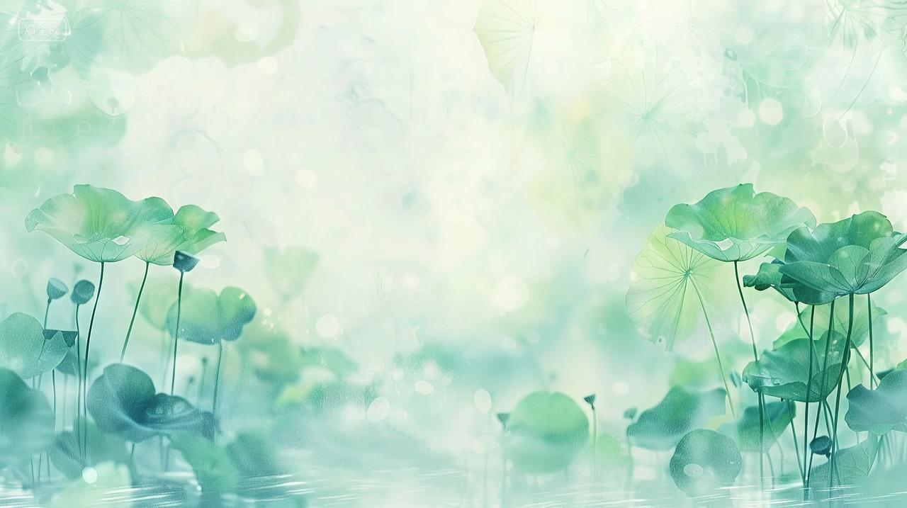 小清新池塘荷叶背景二十四节气