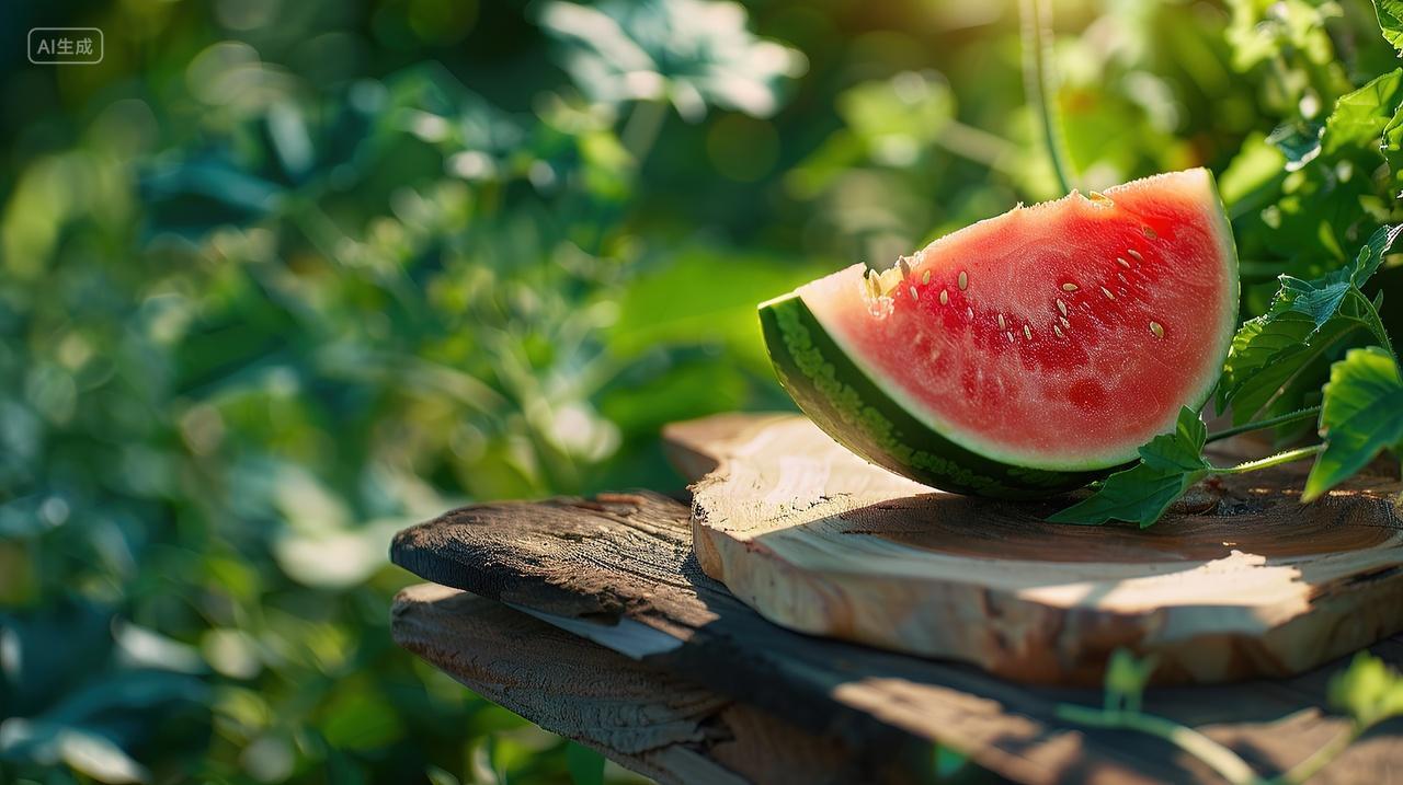 一块西瓜在木板上二十四节气大暑