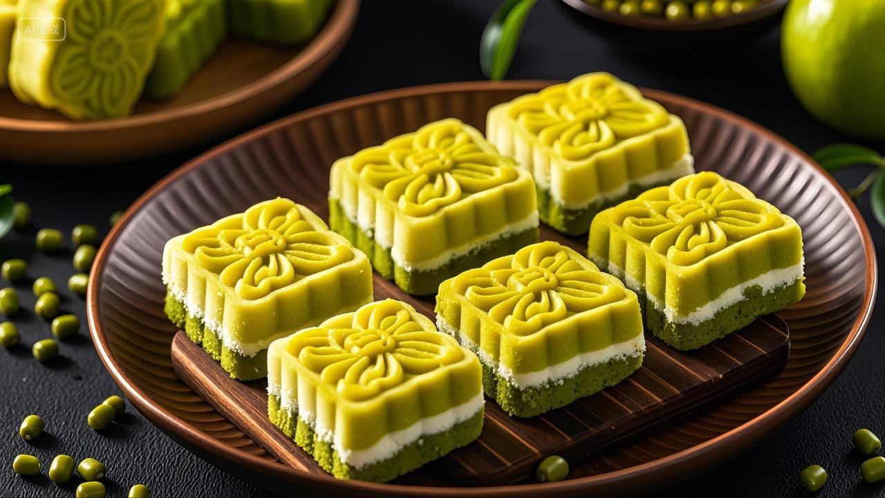 绿豆糕甜点糕点美食背景