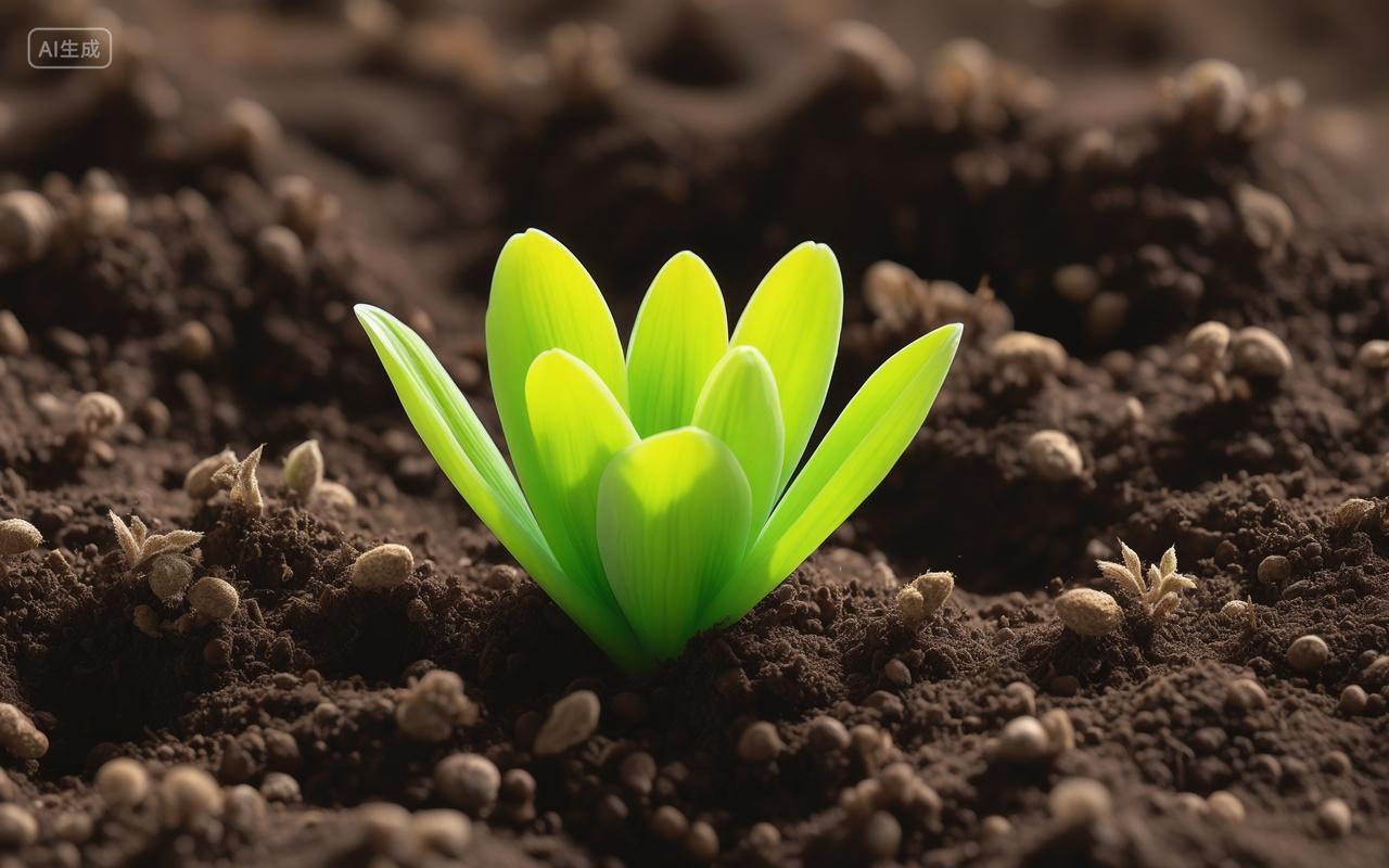 在晨光自然背景下种植幼苗幼苗