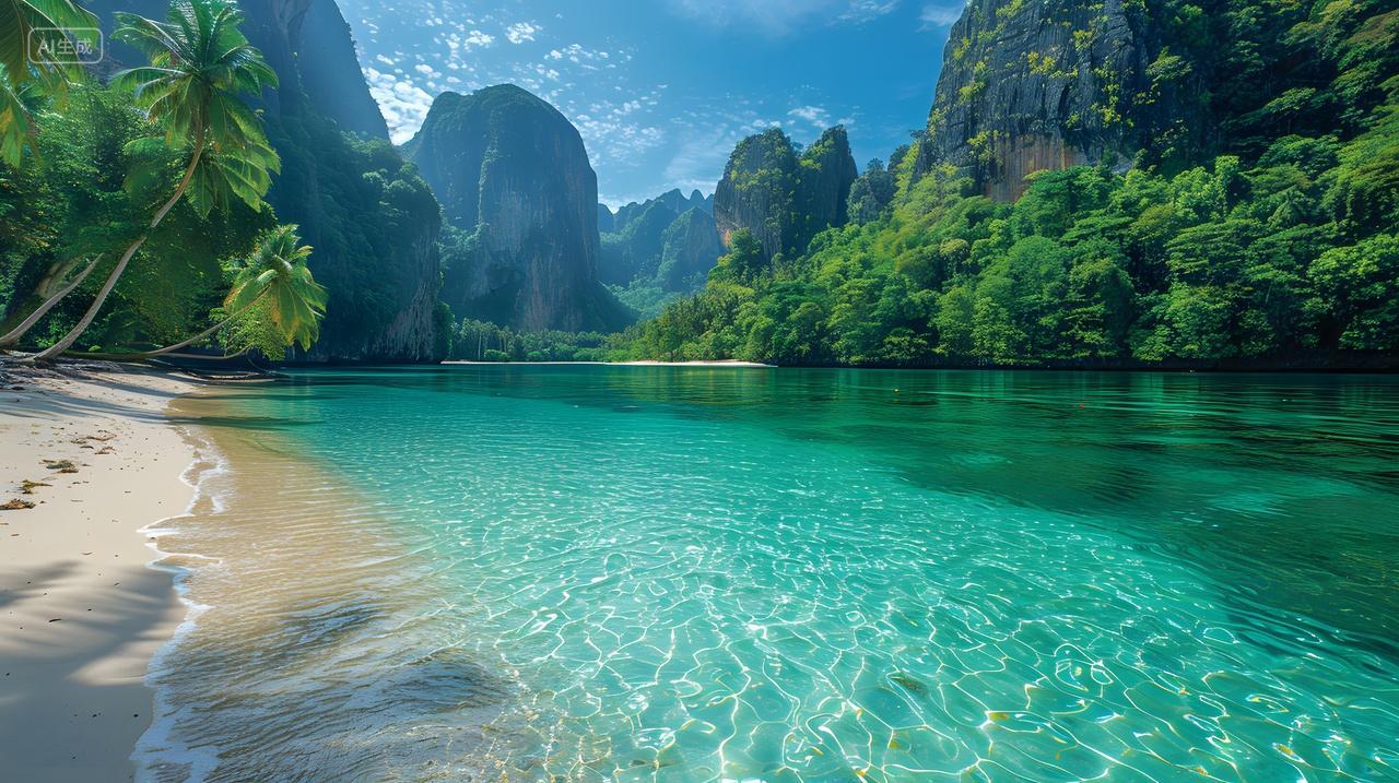 热带海滩清澈海水风景壁纸