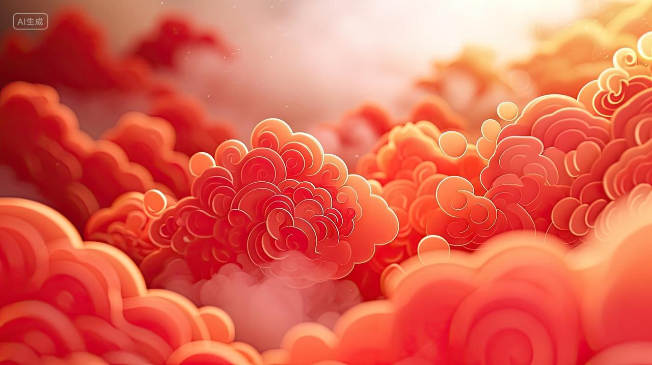 3D中国风红色祥云喜庆背景