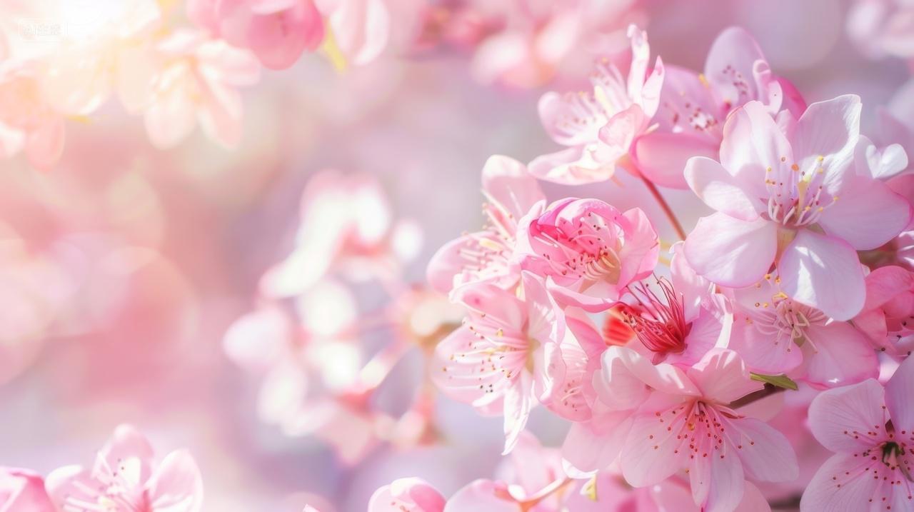 梦幻唯美的粉色桃花