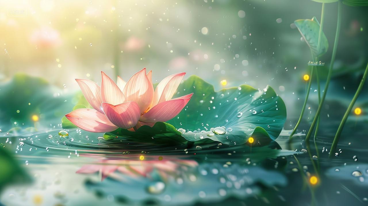 二十四节气小暑阳光逆光荷花背景