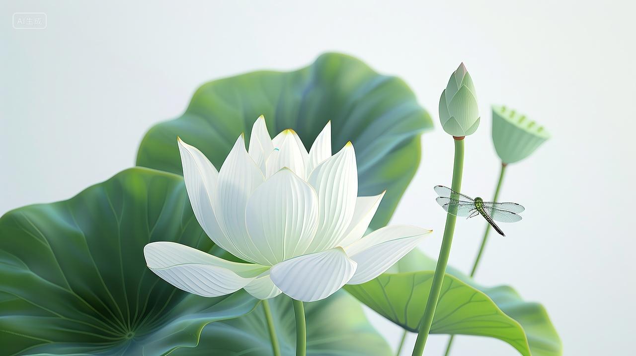 一只蜻蜓与荷花二十四节气小暑