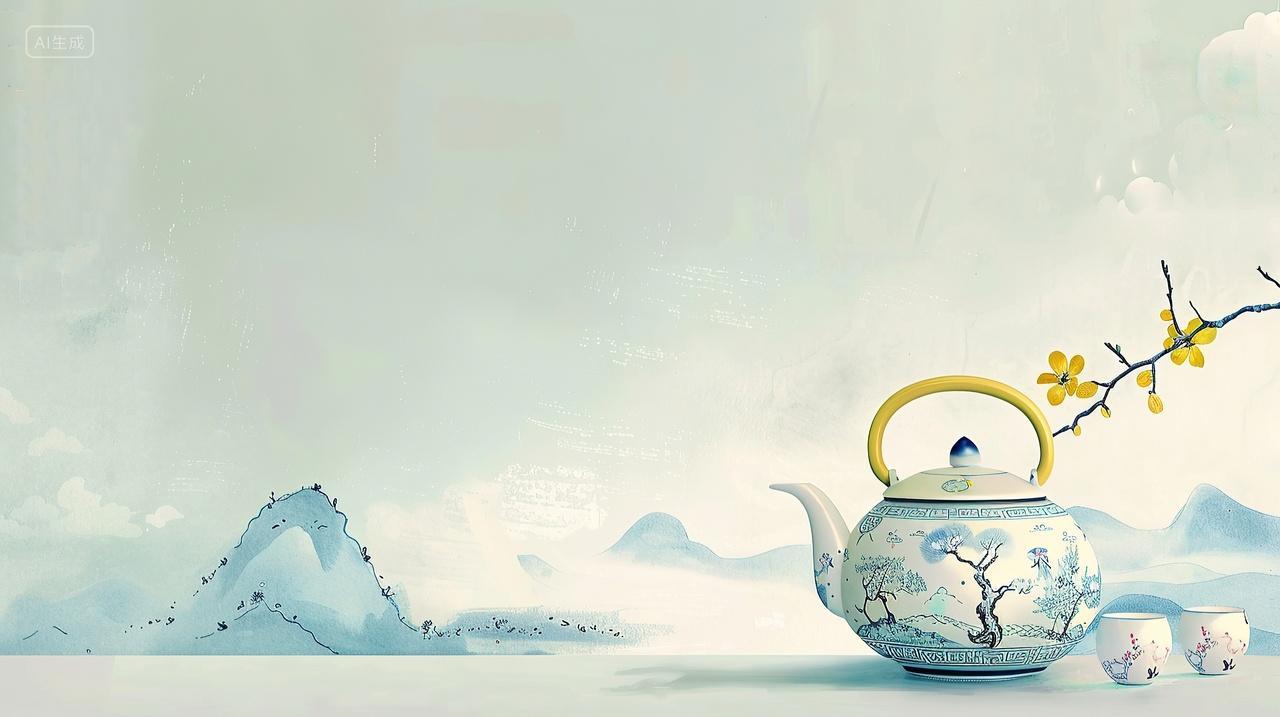 茶壶与山水国风水墨茶文化