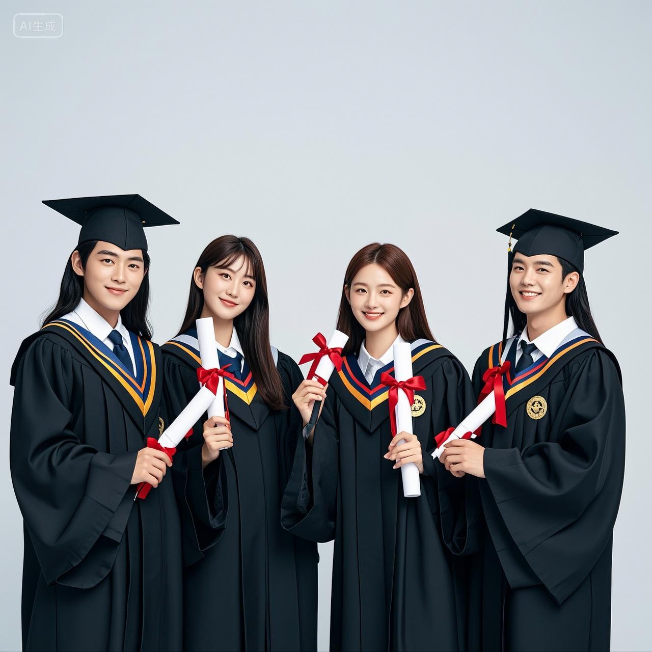 毕业季大学生毕业服毕业文凭毕业证毕业照白底背景