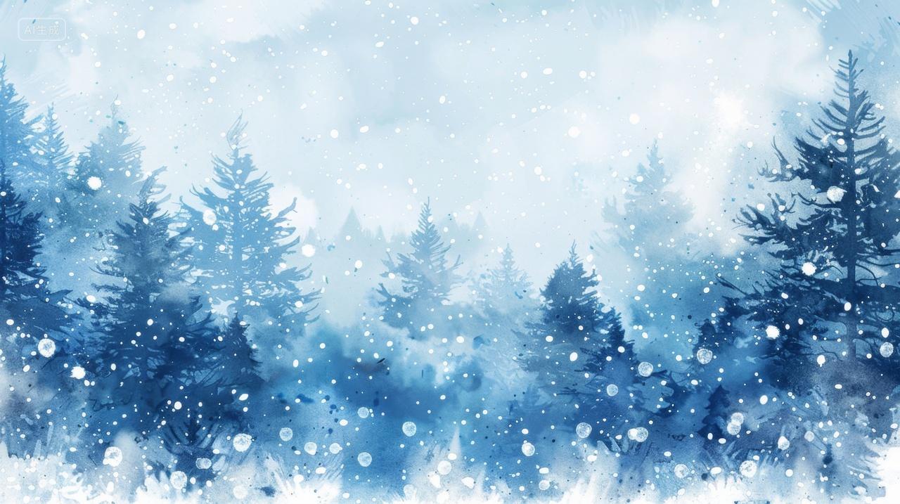 冬天户外冷杉雪景插画