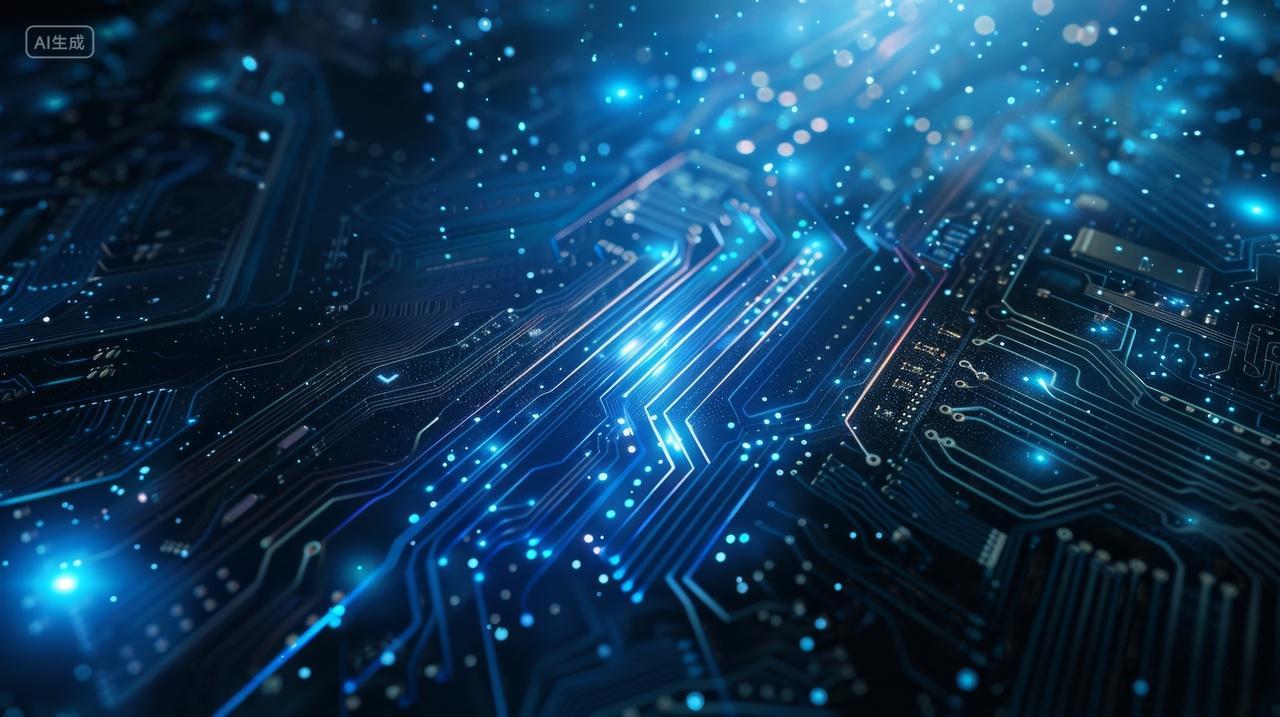 科技技术概念背景，粒子光线与数据传输