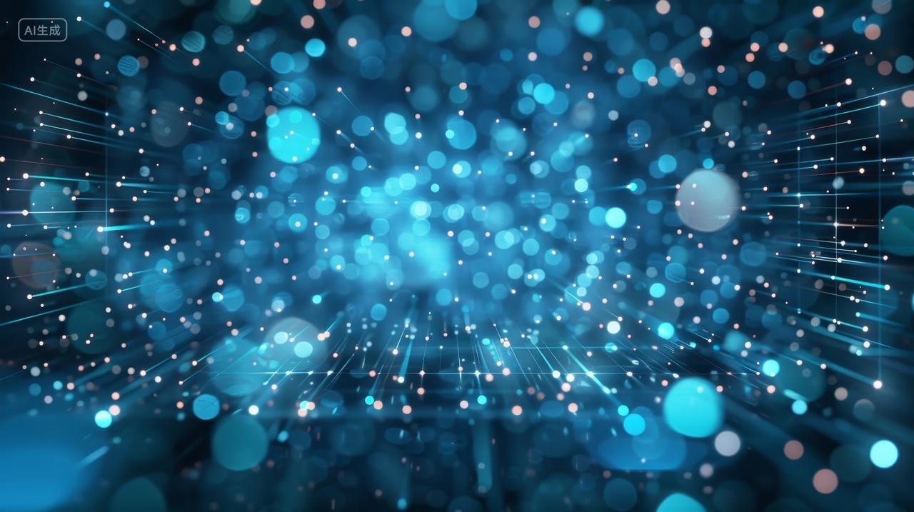 科技技术概念背景，粒子光线与数据传输