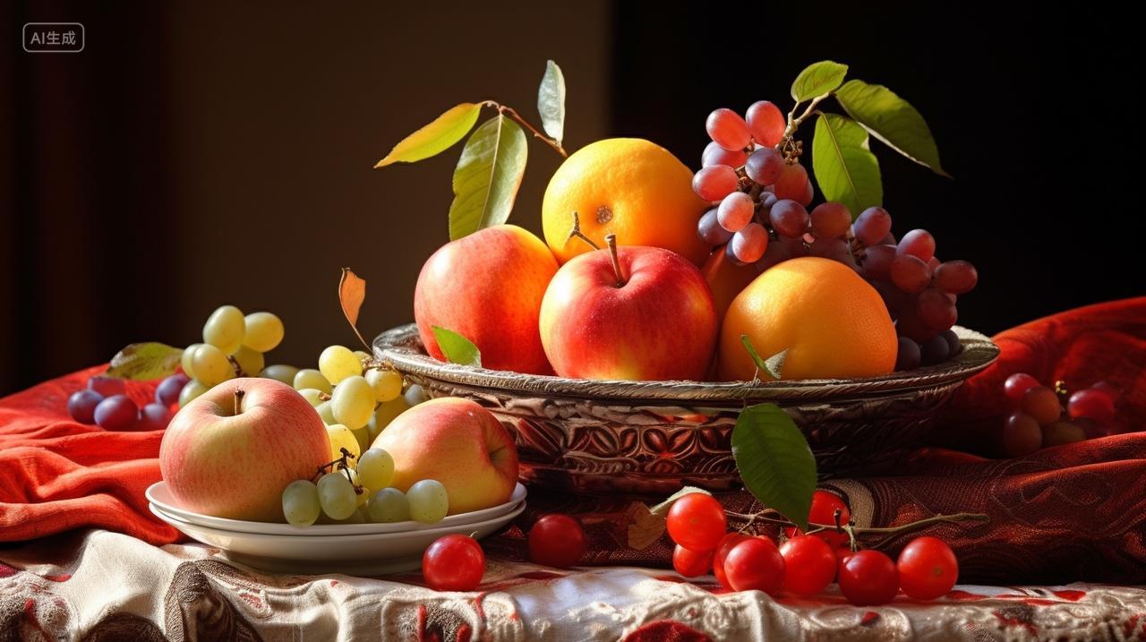 新鲜水果果盘葡萄苹果樱桃