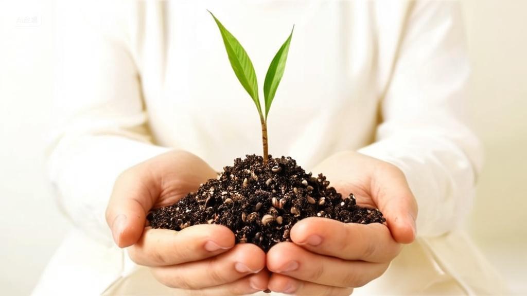 绿色环保手心里的绿色生命一颗发芽的小树