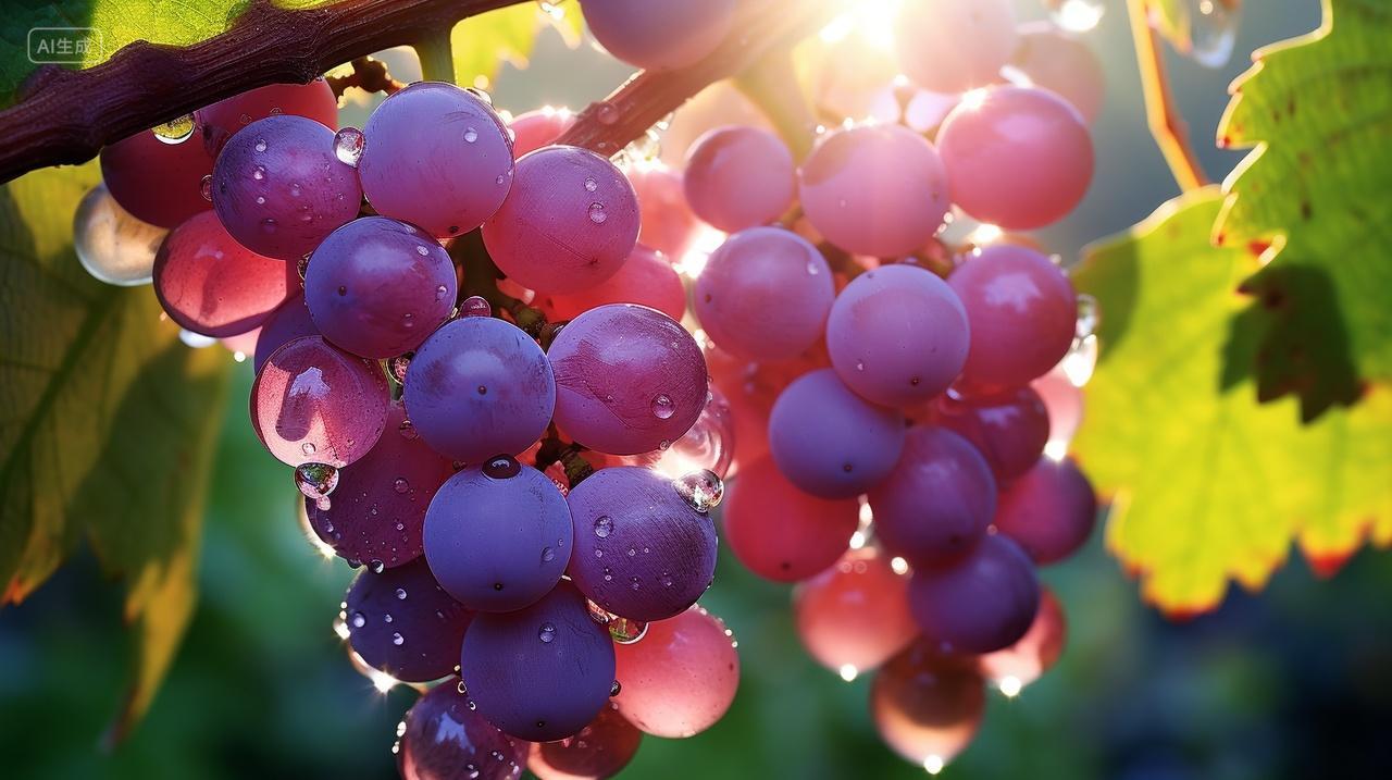 葡萄新鲜水果背景水果时令水果夏季水果挂在树上的葡萄