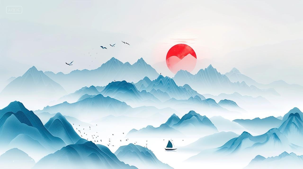 高级简约山水画