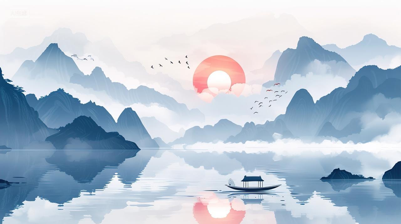 高级简约山水画背景