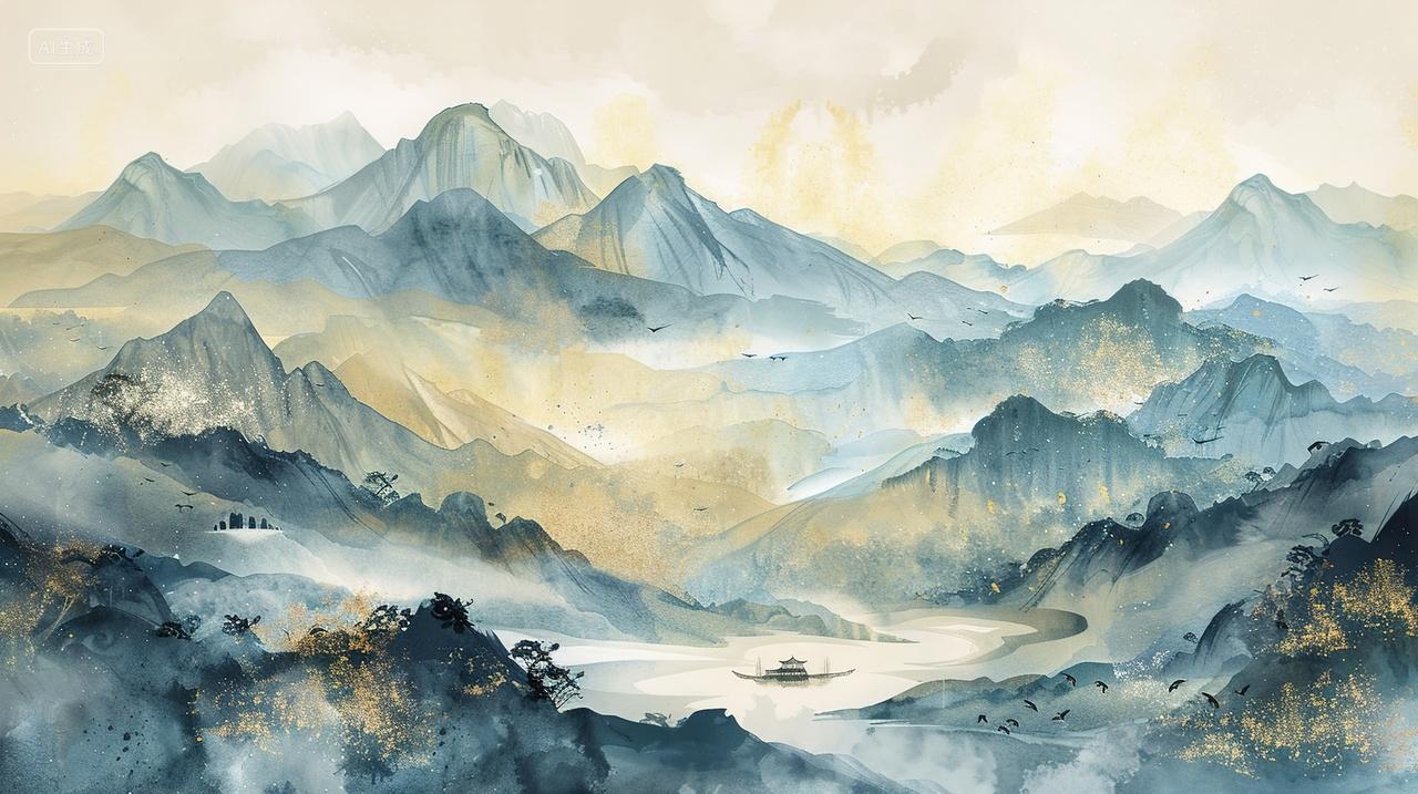 高级简约意境山水画