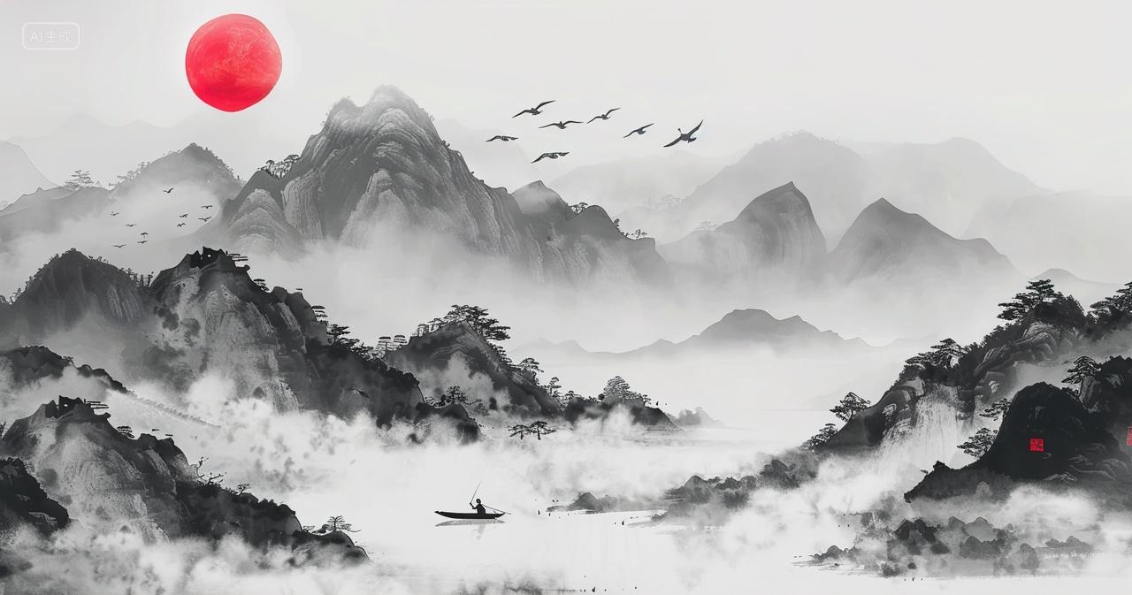 高级简约中式水墨画