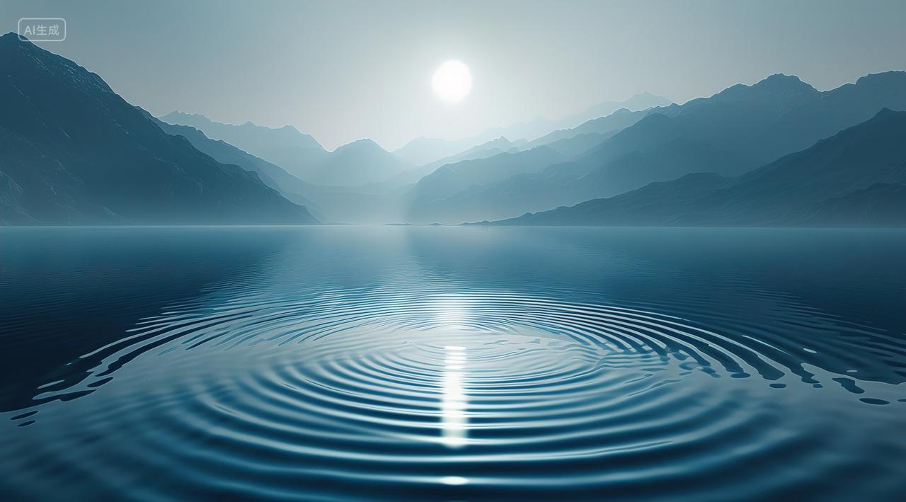 高级简约山湖波纹背景