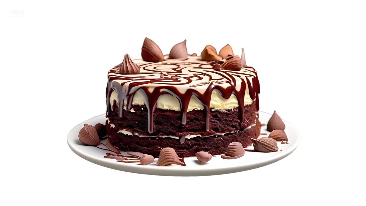 完整的奶油巧克力坚果烘焙蛋糕