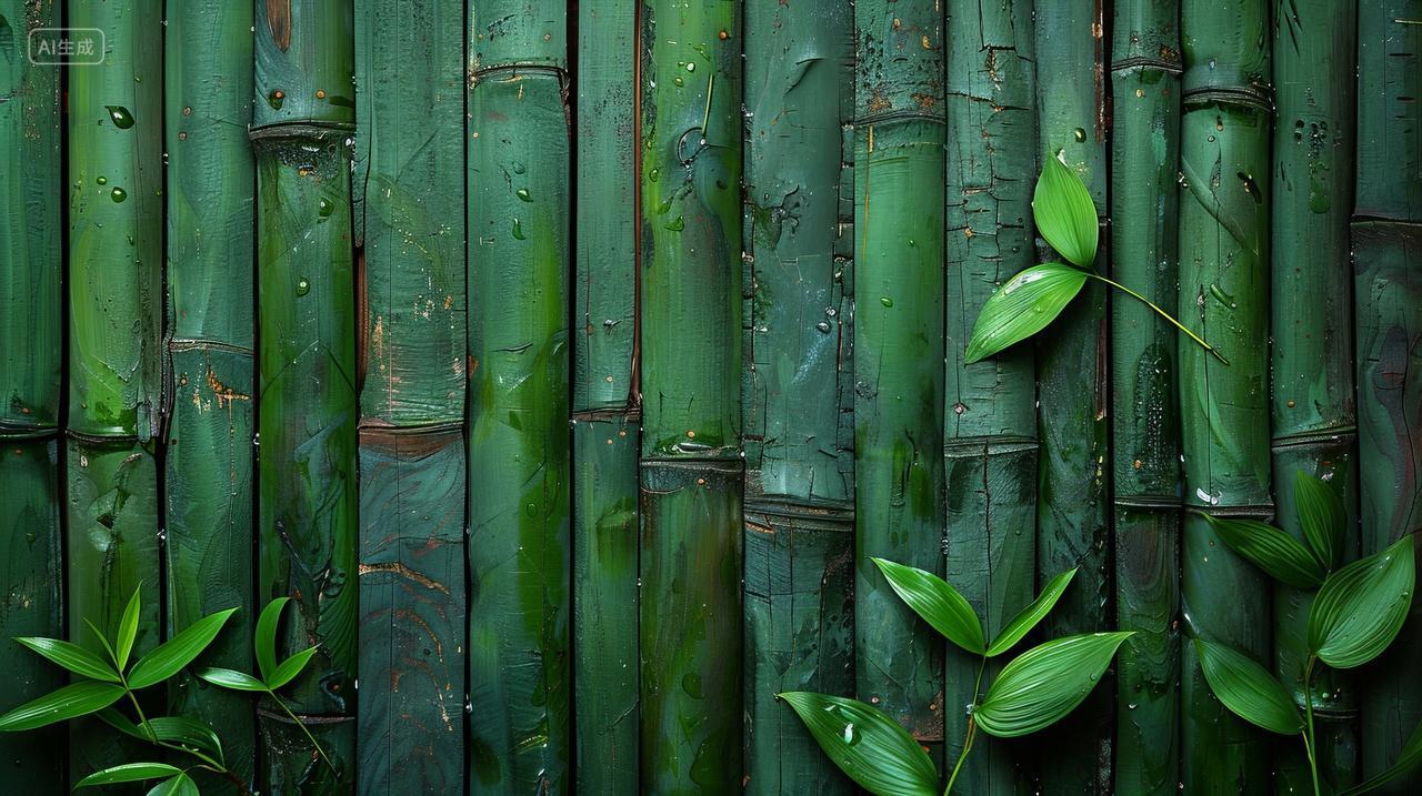 绿色竹子竹竿特写